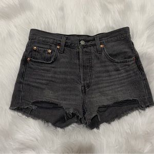 Levi’s 501 Black Denim Cutoff High Rise Shorts Size 25 Women’s